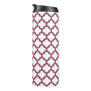 Witte en rode latwerk, traliewerk, quatrefoil thermosbeker