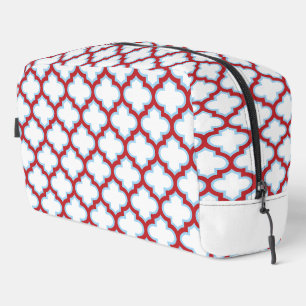 Witte en rode latwerk, traliewerk, quatrefoil toilettasje