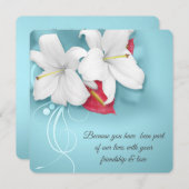 Witte en Rode Lily Vow Vernieuwing Bruiloft Kaart (Voorkant / Achterkant)