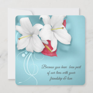 Witte en Rode Lily Vow Vernieuwing Bruiloft Kaart