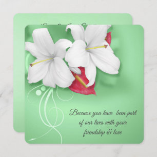 Witte en Rode Lily Vow Vernieuwing Bruiloft Kaart