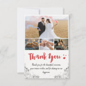 Witte en Rode Miniamalist Dank u bruiloft Kaart (Voorkant)