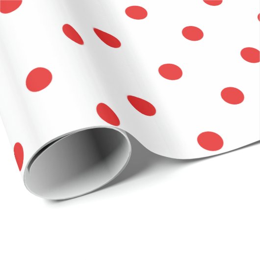 Witte en rode pokkendot cadeaupapier (Rol Hoek)