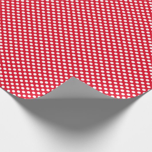 Witte en rode pokkendots cadeaupapier (Hoek)