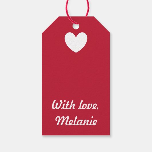 Witte en rode polakharten cadeaulabel (Achterkant)