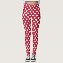 Witte en rode polakharten leggings