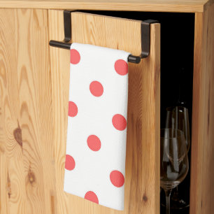 Witte en rode Polka Dot keukenhanddoek