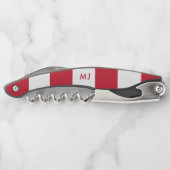 Witte en rode strepen monogram kurkentrekker (Achterkant)