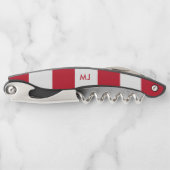 Witte en rode strepen monogram kurkentrekker (Voorkant)