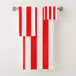 Witte en rode verticale strepen bad handdoek