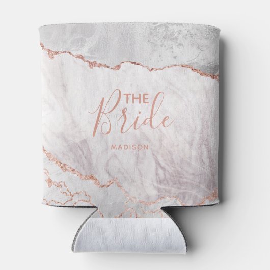 Witte en Roos goudgrijze Folie Gilt de bruid Blikjeskoeler (Achterkant)