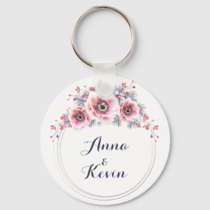 Witte en roze anemonen, bloemzwavel. sleutelhanger