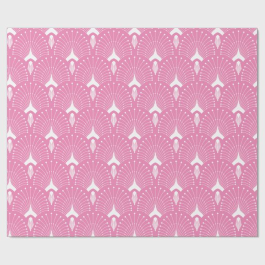 Witte en roze art-deco-patroon cadeaupapier (Vlak)