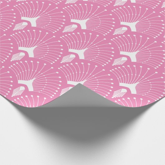 Witte en roze art-deco-patroon cadeaupapier (Hoek)