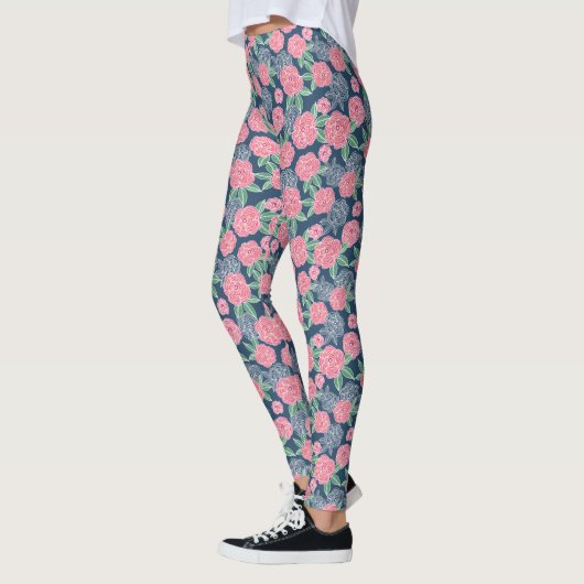 Witte en roze bloemblauw leggings (Links)