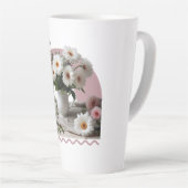 Witte en roze bloemen latte mok (Rechterhoek)