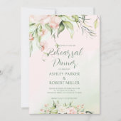 Witte en roze bloemen repetitie Dinner Invite Kaart (Voorkant)
