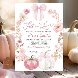 Witte en Roze Bow Coquette Pompoen Bloemen Bruid Kaart