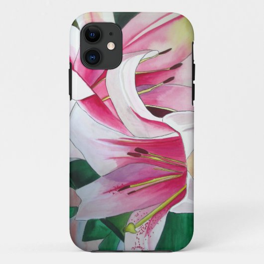 Witte en Roze daglly waterverf art flower Case-Mate iPhone Case (Achterkant)