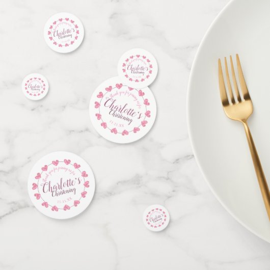 Witte en roze hart baby dochter doop confetti (Groep)