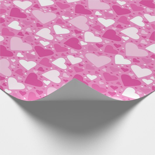 Witte en roze hartdag cadeaupapier (Hoek)