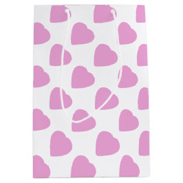 Witte en roze harten patroon Valentijnsdag Medium Cadeauzakje