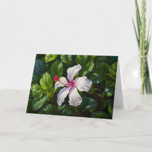 Witte en Roze Hibiscus Tropical Flower Note Kaart