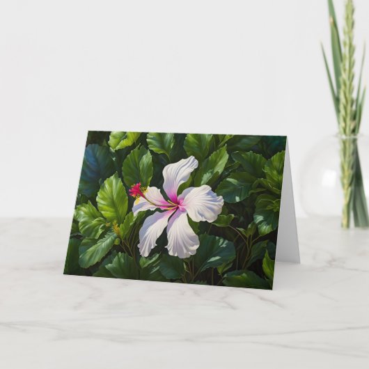 Witte en Roze Hibiscus Tropical Flower Note Kaart (Voorkant)