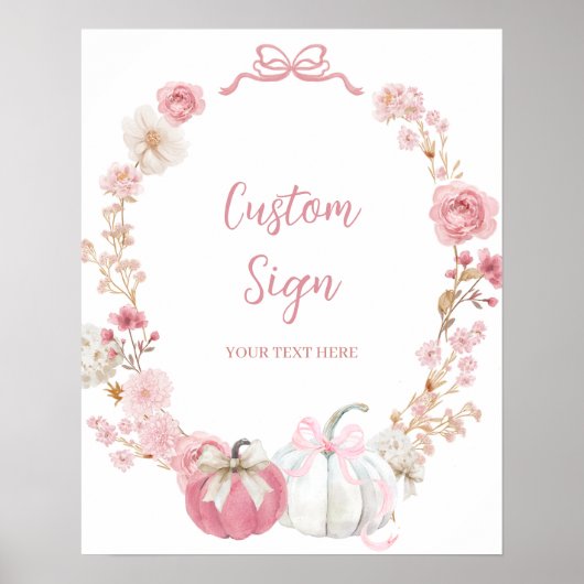 Witte en Roze Kleine Pompoen Custom Sign Poster (Voorkant)