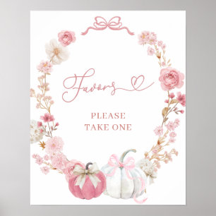 Witte en Roze Kleine Pompoen Favors Poster