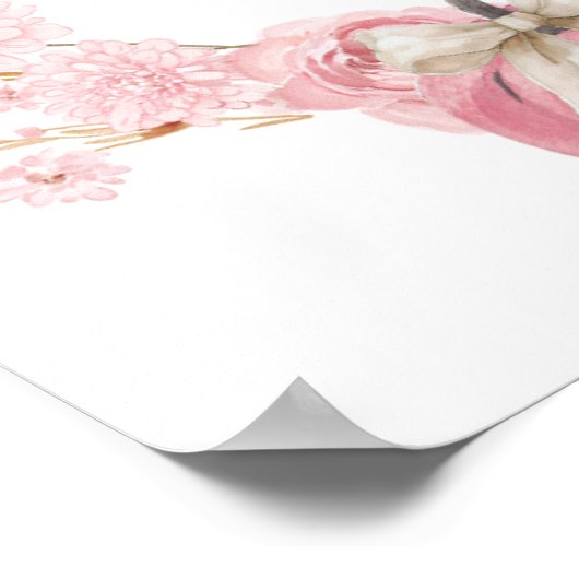 Witte en roze kleine pompoen Kaart en geschenken Poster (Hoek)