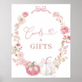 Witte en roze kleine pompoen Kaart en geschenken Poster (Voorkant)