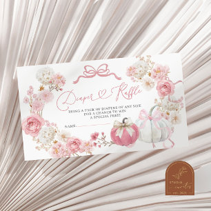 Witte en Roze Kleine Pompoen Luier Raffle Informatiekaartje