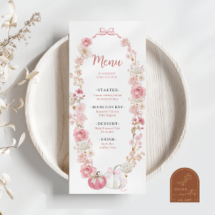 Witte en Roze Kleine Pompoen Plat Menu
