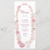 Witte en Roze Kleine Pompoen Platte Menu (Voorkant)