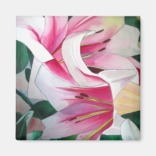 Witte en roze lichtere waterverf magneet (Voorkant)