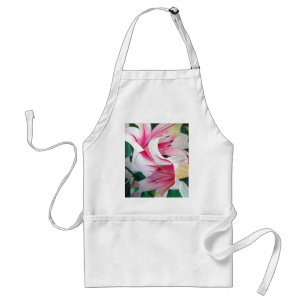 Witte en Roze Lily waterverf originele kunst Standaard Schort