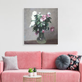  witte en roze mallows in een Vase Canvas Afdruk (Insitu (Woonkamer))