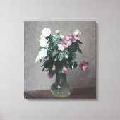  witte en roze mallows in een Vase Canvas Afdruk (Voorkant)