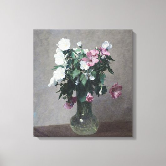  witte en roze mallows in een Vase Canvas Afdruk (Voorkant)