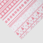 Witte en roze Noordse kerstpatronen Tissuepapier (Detail)