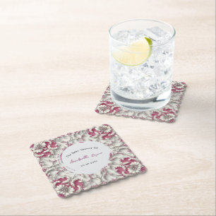 Witte en Roze Rococo Style Girl Baby shower Kartonnen Onderzetters