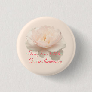 Witte en roze roze bord ronde button 3,2 cm
