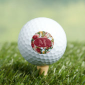 Witte en Roze Rozen Floral Custom Monogram Golfballen (Insitu Shirt)