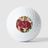 Witte en Roze Rozen Floral Custom Monogram Golfballen (Voorkant)