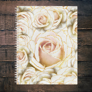 Witte en roze Rozen Melange Notitieboek