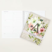 Witte en roze rozen op  duif grijze boekenkapje planner (Display)