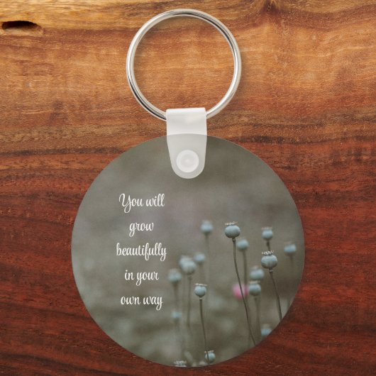 Witte en roze Sleutelhanger van bloemen (Voorkant)