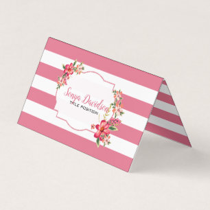 Witte en roze strepen visitekaartjes
