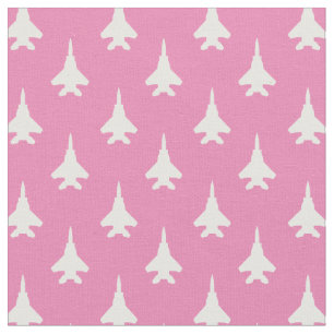 Witte en Roze Strike Eagle Fighter Jet Pattern Stof